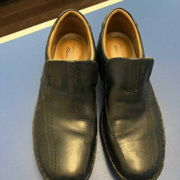 MENS SIZE 9.5 CLARK’S CASUAL DRESS SHOES - BLACK - Picture 8 of 8